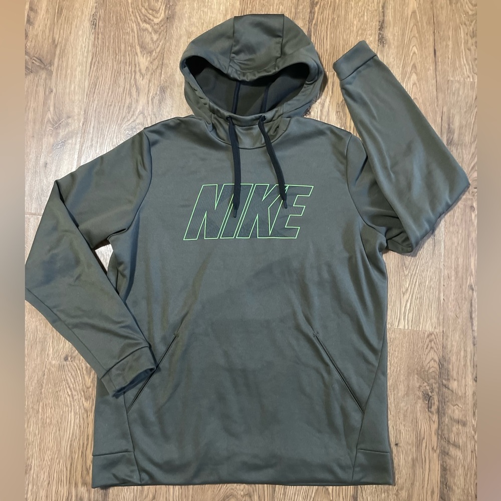 Nike Dri-Fit Hoodie Hooded Sweatshirt Army Green Men Standard Fit Large